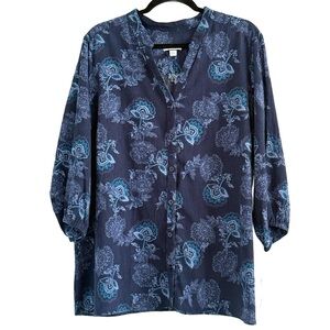 ⭐️ Croft & Barrow Blue Floral Women's Blouse